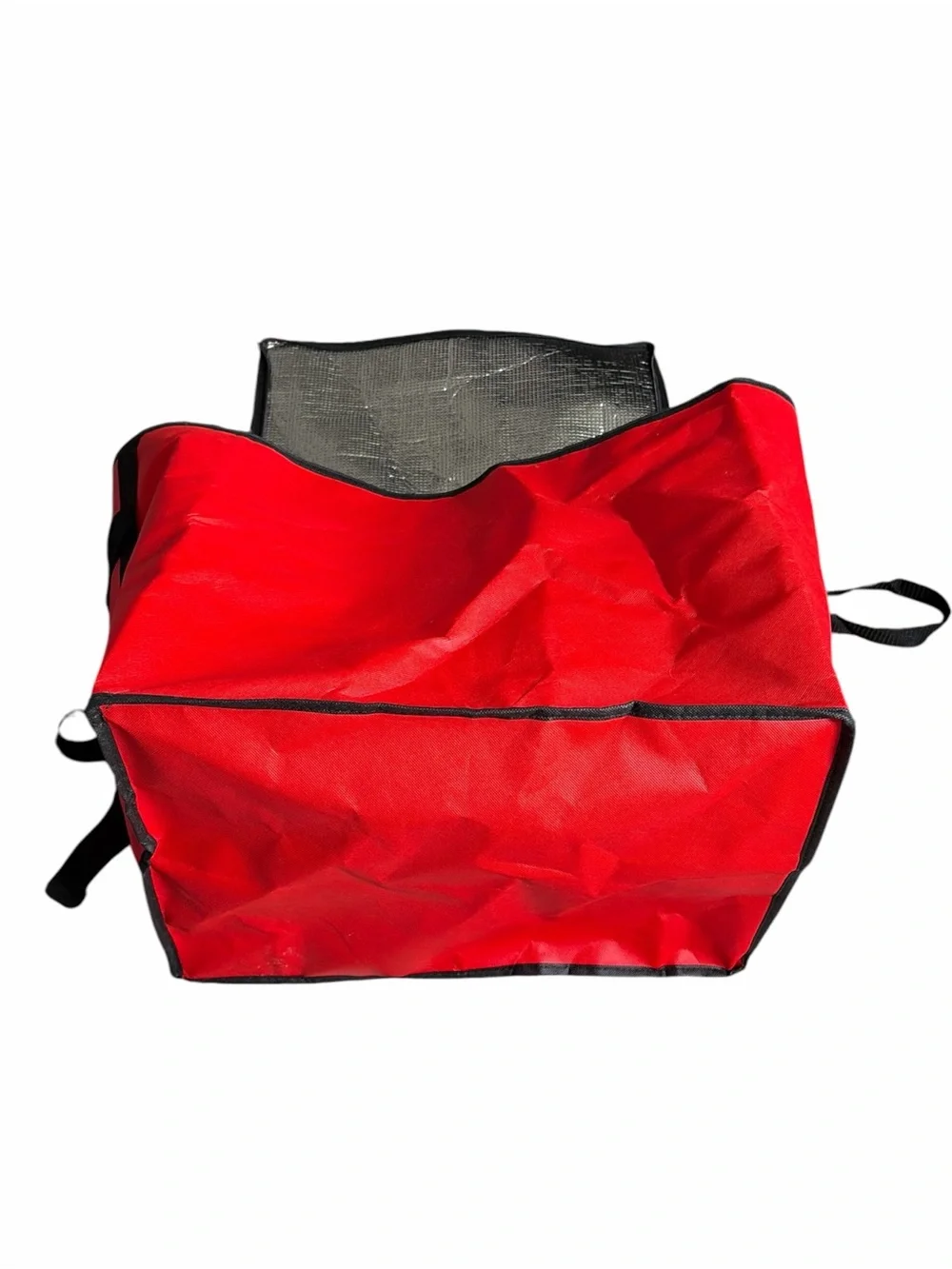 Large Red Insulated Delivery Tote Bag with Black Trim